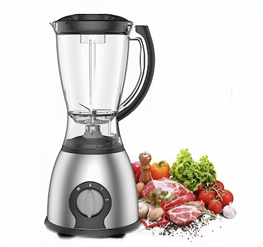 2 in 1 Blender with Grinder &ndash; 350W Powerful Motor, 1.5L Plastic Jar &amp; Small Grinding Cup, 2 Speed + Pulse Control, Stainless Steel 4 Cross Blades, Durable Metal Body Housing