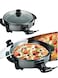 Electric Pizza Pan 42cm  – 1500W Non-Stick Multi-Purpose Cooker with Glass Lid, Cool-Touch Handles for Frying, Stewing, Roasting & Easy Cleaning