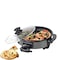 Electric Pizza Pan 42cm  – 1500W Non-Stick Multi-Purpose Cooker with Glass Lid, Cool-Touch Handles for Frying, Stewing, Roasting & Easy Cleaning