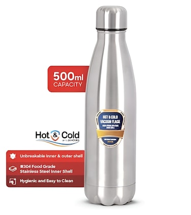 Stainless Steel Hot & Cold Vacuum Flask 500ml – Double Wall Thermal Bottle   24 Hours Temperature Retention   Leak-Proof, Airtight & Easy-Open Travel Mug for Office, Gym & Outdoor Use