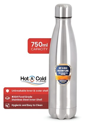 Stainless Steel Hot &amp; Cold Vacuum Flask 750ml  &ndash; Double Wall Thermal Bottle   24 Hours Temperature Retention   Leak-Proof, Airtight &amp; Easy-Open Travel Mug for Office, Gym, Travel &amp; Outdoor Use