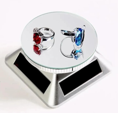 Veltric 360&deg; Rotating Solar Display Stand &ndash; Smart Turntable for Jewelry, Watches, Rings, Bracelets &amp; Mobile Phones   Solar &amp; Battery Powered Rotating Display with ABS Plastic Body