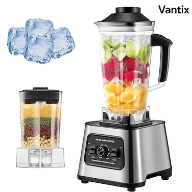 Vantix Professional 2-in-1 Blender with Grinder &ndash; 2L Unbreakable Jar, Ice Crusher, and Powerful Motor for Smoothies, Spices &amp; Coffee Grinding