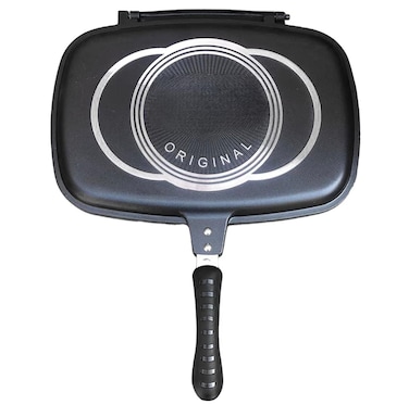 Vantix Double-Sided Grill Pan &ndash; Smokeless Non-Stick Cookware with Easy Grip Handle, Dual Heating Surface for Healthy Indoor Cooking