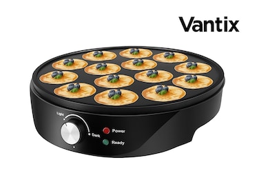 Vantix Pancake Maker With 14 Pieces Pop Maker 1000W Non-Stick Coating, Power And Ready Light Indicator, Cool Touch Housing , Perfect for Birthday and Holiday Parties