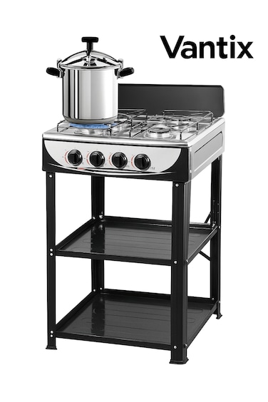 Vantix 4 Burner Cooker Gas Stove, Gas Hob Stainless Steel- High Efficiency Kitchen Cooktop with Safety Features, Easy to Clean, Best for Camping