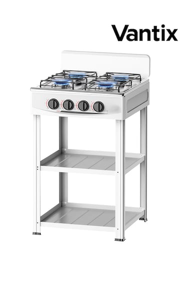 Vantix 4 Burner Gas Hob Cooktop &ndash; Stainless Steel High-Efficiency Stove with Safety Features, Easy-to-Clean Surface, Precision Control for Home Kitchen Cooking