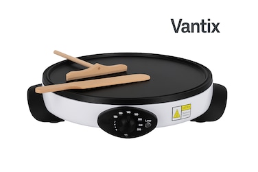 Vantix Electric Crepe Maker 13-Inch Non-Stick Griddle   Adjustable Temperature Hot Plate for Pancakes, Roti, Dosa, Omelets &amp; Breakfast Snacks &ndash; with Spatula &amp; Spreader