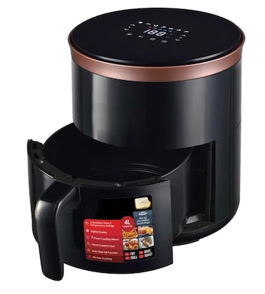 Everlyn 4L Digital Air Fryer with LED Display   360&deg; Hot Air Circulation   Oil-Free Healthy Cooking   Adjustable Temperature 80&ndash;200&deg;C &amp; Timer   Non-Stick Basket   Fry, Bake, Grill &amp; Roast