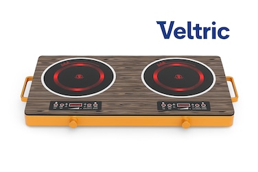 Veltric Double Infrared Cooktop &ndash; 2 Burner Induction Cooktop, 8 Temp Levels, Timer &amp; Safety Lock Double Burner Infrared Cooker Hot Plates, Electric Ceramic Oven