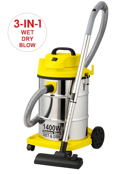 2 in 1 Wet &amp; Dry Vacuum Cleaner 21L, 1400W Powerful Suction &amp; Blower &ndash; Stainless Steel Drum with Full Accessories for Home, Car, Office &amp; Industrial Cleaning