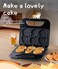Cartoon Cookie Maker with 6 Slot Non Stick Easy for Home, Office, Parties, Birthdays for Kids and Children 750W Black