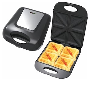 4 Slice Sandwich Maker with Non-Stick Plates – Quick & Easy Electric Sandwich Toaster for Perfectly Crispy Sandwiches, Multi-Slice Grill for Breakfast, Lunch & Snacks, Cool-Touch Handle