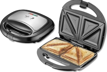 Everlyn 2 Slice Sandwich Maker with Non-Stick Plates   Overheat Protection, Power On/Off and Ready Indicator
