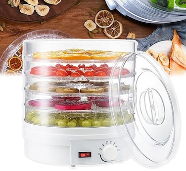 5 Tier Food Dehydrator with Adjustable Temperature 35–70°C – 360° Hot Air Circulation, 7 Drying Levels, Energy-Efficient Design for Drying Meat, Fruits, Vegetables & Herbs, 3.5kg