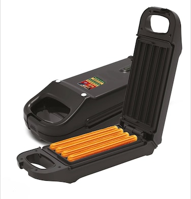 Churros Maker 750W – Non-Stick Cooking Plate, Power & Ready Indicator, Bakes 4 Churros at Once, Oil-Free & Healthy, Easy to Clean, Black