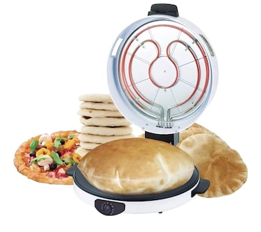 Electric Arabic Bread Maker 30cm &ndash; Non-Stick Roti Maker &amp; Khubz Maker, Hot Bread &amp; Pizza Maker Pan with Viewing Window, Adjustable Temperature, Easy Clean Cooking Appliance
