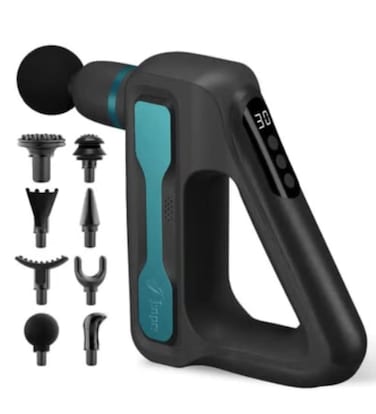 BlueX Deep Tissue Body Massager Gun with 8 Replaceable Massage Heads &amp; 32 Speed Levels &ndash; Handheld Muscle Massager for Pain Relief, Relaxation &amp; Recovery