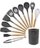 Nicsware 12 Pcs Silicone Kitchen Utensils Set with Holder – Heat Resistant Cooking Tools for Non-Stick Cookware, BPA-Free Silicone Cooking & Baking Utensils, Easy to Clean Kitchen Tool Set