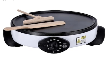 Havenix Electric Crepe Maker 13-Inch Non-Stick Griddle Adjustable Temperature Hot Plate for Pancakes, Roti, Dosa, Omelets &amp; Breakfast Snacks &ndash; with Spatula &amp; Spreader