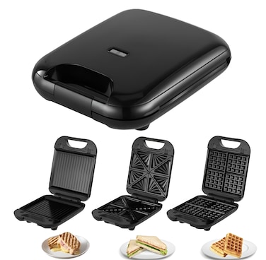 Havenix 3 in 1 Multi Snack Maker Big Size – 4 Slice Sandwich Maker, Grill & Waffle Maker with Interchangeable Non-Stick Plates, Compact Breakfast Maker for Home Kitchen