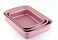 Everlyn 3-Piece Granite Square Pan Set – Non-Stick Baking & Roasting Tray Set Pink (32x22, 35x25, 38x28 cm), Heavy-Duty Carbon Steel, Oven & Dishwasher Safe