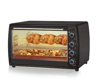 Havenix 63L Electric Oven   2200W Convection &amp; Rotisserie   4 Control Knobs,  60-Min Timer   Bake, Grill, Toast &amp; Roast   Includes Bake Tray, Wire Rack, Tong &amp; Tray Handle