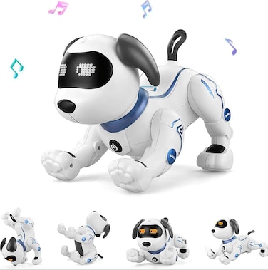 Smart Stunt RC Robot Dog – Programmable Electronic Pet with Singing, Special Controls, Sound & LED Eyes   Remote Control Robotic Dog Toy for Kids Gifts