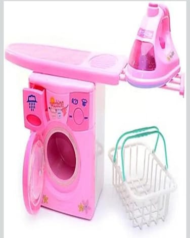 Mini Washing Machine Baby Washer Toy Set &ndash; Pretend Play Laundry Machine for Kids &amp; Girls   Lights, Sound &amp; Accessories