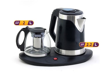 Electric Tea Maker Kettle Set &ndash; 2.2L &amp; 2L Electric Kettle with Tray Base   Perfect for Rooms &amp; Hospitality Use
