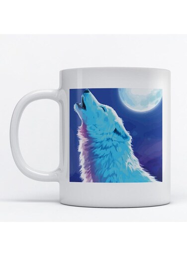 Wolf Printed Mug White/Blue/Purple