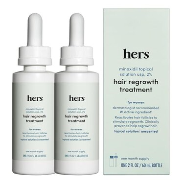 Hims &amp; Hers Topical Minoxidil Solution, 2% - Hair Growth Treatment For Women - Clinically Proven To Reduce Hair Loss In 3-6 Months - Unscented, 2 Pack