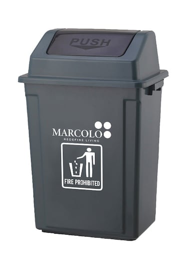 Dustbin 20L with Push Lid &acirc;&euro;&ldquo; Grey   Durable UV-Resistant Plastic Trash Can for Home &amp; Office
