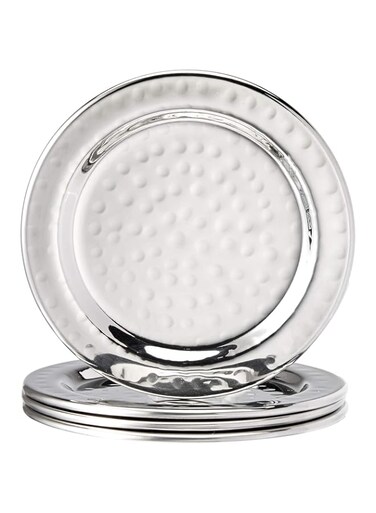 Elegance Hammered 4-Inch Stainless Steel Coasters, Set Of 4