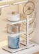 HOME GOODS 1pcs3-Layer Double-Row Pot Rack/Kitchen Storage Rack, Durable Carbon Steel Material-Anti-Rust And Easy To Clean, Vertical Pot Storage Rack With Drain Tray, Integrated Countertop And Under The Sink-Ideal Cabinet Storage Solution, Adjustable Kitchen Countertop Storage Rack, Elegant White