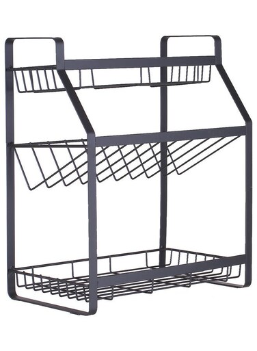 Heavy-Duty Kitchen Hanging Storage Rack Black 41.0x36.5x26.0cm