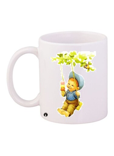 Little Baby Printed Coffee Mug White/Yellow/Green 11ounce