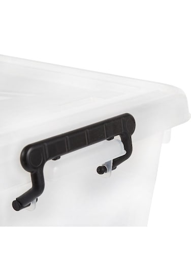 55L Clear Plastic Storage Set of 2 Box with Wheels &amp; Lockable Lid