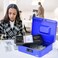 Rubik Large Cash Box with Tray and Combination Lock Portable Durable Register Money Box Safe for Bills Jewelry Receipts Coins (25x20x9cm) Blue