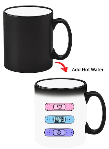 Color Changing Heat Sensitive Ceramic Mug, Image Revealed When HOT Liquid is Added! Bandaids