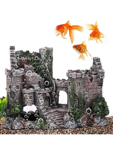 Pepisk Fish Tank Decoration, Resin Ancient Castle Aquarium Decoration Aquarium Fish Tank Decoration Fish Tank Accessories Aquarium Decorations Castle for Layout and Beautification Tank Aquarium