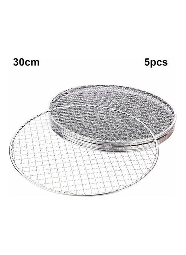 Round Stainless Steel Non-Stick Barbecue Grill Silver 30cm