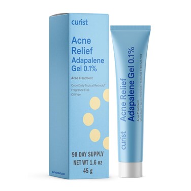 Curist Adapalene 0.1% Acne Free Gel (45gr 1.6oz 90 Day Supply - XL Tube) - Topical Retinoid Acne Medicine - Stop Acne Whiteheads Blackheads &amp; Clogged Pores - Adapalene Retinoid Acne Treatment For Face
