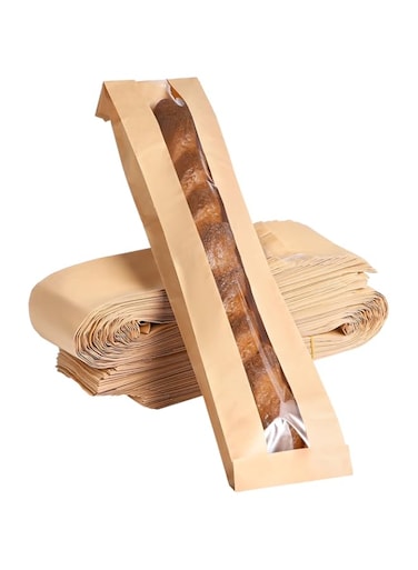 Tideme 100 pcs Paper Bread Bag with Clear Front Window