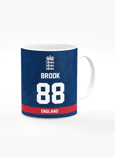 Designer Printed Coffee Mug with Heavy Duty Handle 11oz Ceramic Personalised Gift Mugs Cup - Cricket Player - Harry Brook, Jersey Number - 88 (With Logo)