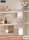 Closet Tension Shelf &amp; Rod, Bathroom Kitchen Garage Telescopic Storage Rack, Expandable Adjustable Separator Wardrobe Cupboard Space Saving Divider
