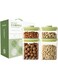 Kitty Pop Up Lid Food Storage Containers: One Touch Baby Milk Powder Dispenser, Clear Storage Airtight for Pantry Kitchen, Pop Containers for Organizing (Green 4pcs set 520ml*2+1250ml*2)
