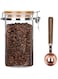 Exrp Borosilicate Glass Coffee Bean Storage Container with Airtight Lid,Glass Sealed Jar with Locking Clamp Lid for Coffee Beans,Nuts,Coffee Storage Canister with Spoon for 450g Bean,1150ml