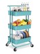 3-Tier Rolling Utility Cart, Storage Organizer Carts Shelves, Multifunction Storage Trolley, Craft Roller with Lockable Wheels,Easy Assembly for Bathroom,Kitchen,Office