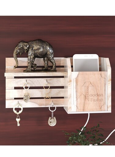 Twist Teak Wood Hand Crafted Mobile and Key Holder